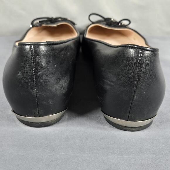 Stuart Weitzman Pointed Toe Flats Womens 9 Black Leather Rope Detail Shoes - Picture 9 of 12